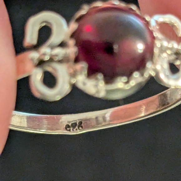 🆕 Unique 925 Sterling Silver Ring Genuine Garnet Ring Size 10 Solid Sterling - Picture 6 of 8
